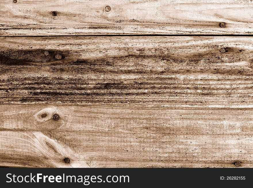 Old grungy wooden background. Sepia