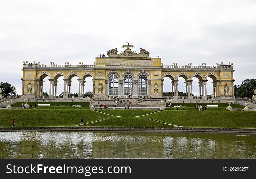 View on Gloriette structure in Schonbrunn Palace in Vienna, Austria