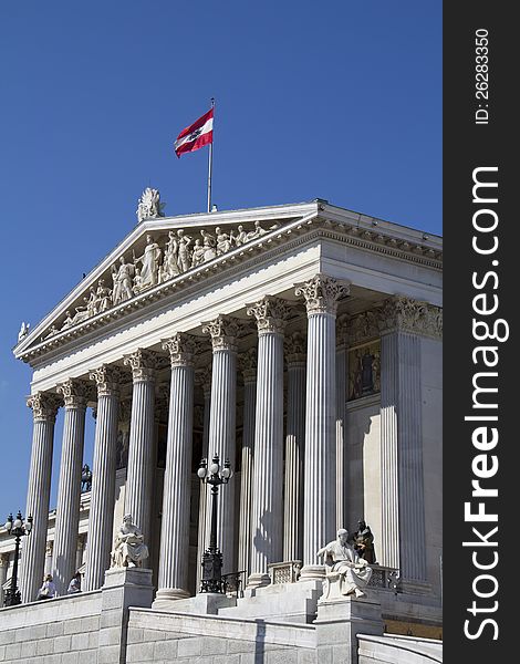 Austrian Parliament building in Vienna , Austria. Austrian Parliament building in Vienna , Austria