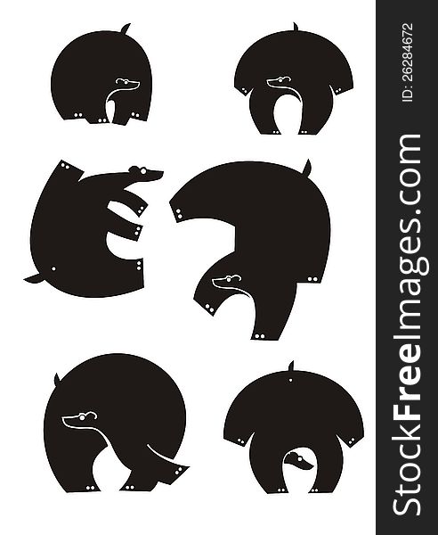 Vector bear silhouettes collection for your design