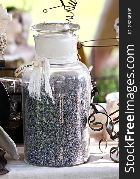 Lavender in a glass jar. Lavender in a glass jar