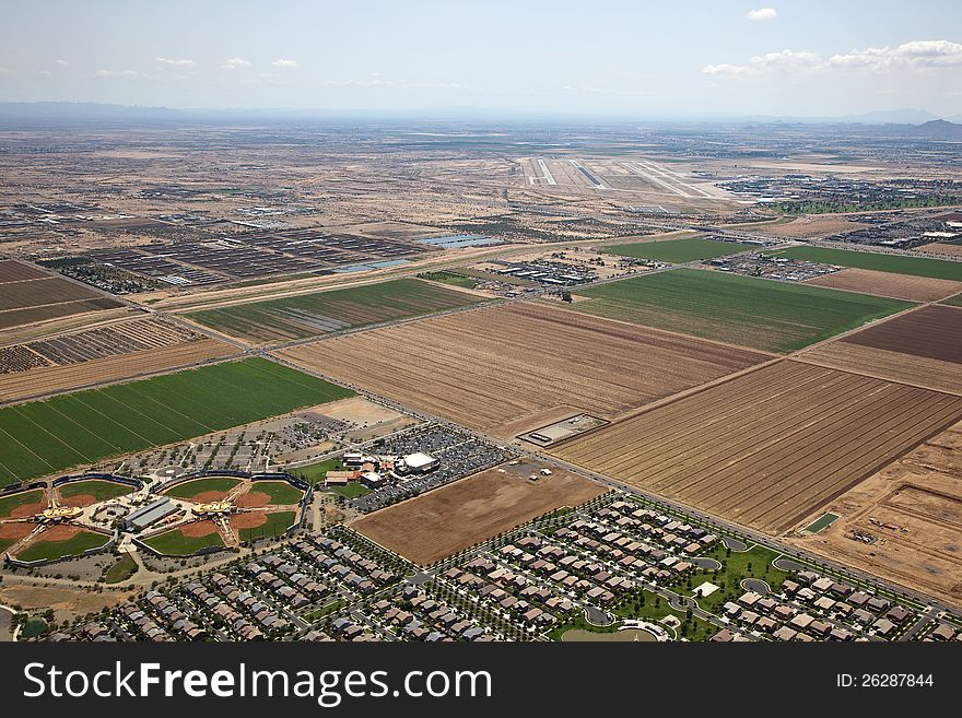 Phoenix-Mesa Gateway Airport and surrounding area. Phoenix-Mesa Gateway Airport and surrounding area