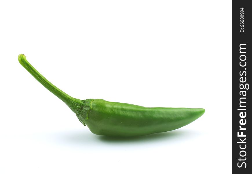 Hot green pepper isolated on white background