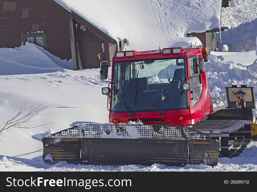 A Snow Groomer Ready To Use