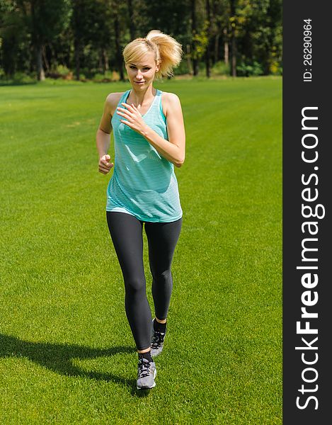 Portrait Of A Young Woman Jogging