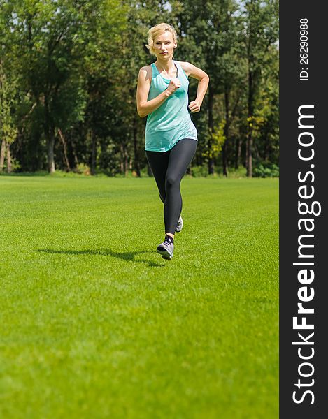 Portrait Of A Young Woman Jogging