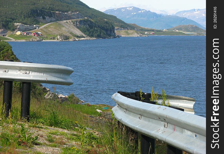 Road to fjord in the Norway