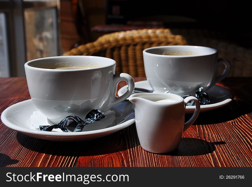 Stock Photo - cup of coffee with milk. Stock Photo - cup of coffee with milk
