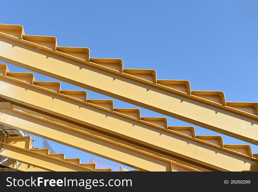 Metallic structure for the construction of a stadium