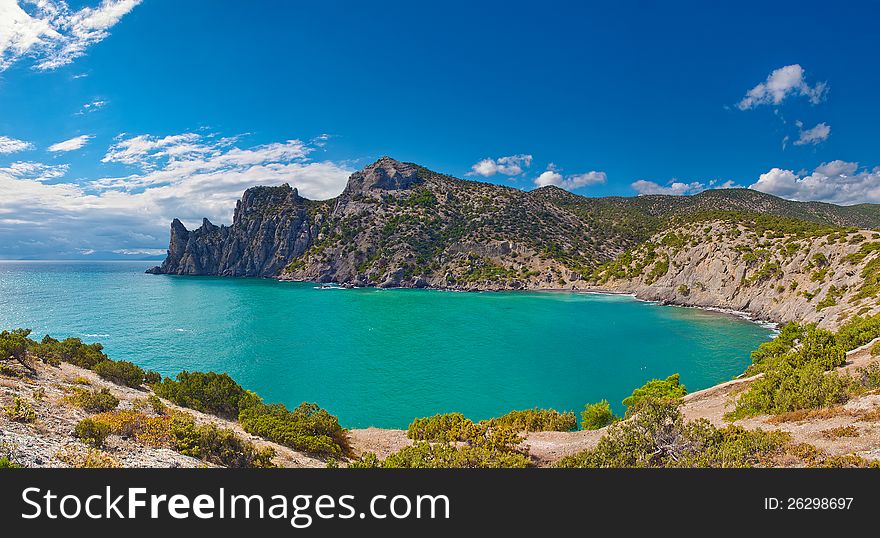 Blue lagoon in summer, Ukraine, Crimea, Noviy Svet