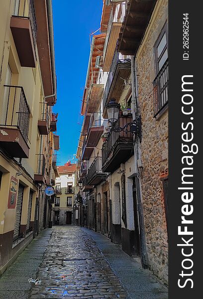 Street Of The Old Town Of Laredo  Spain . These Places Have Many Years Of History.