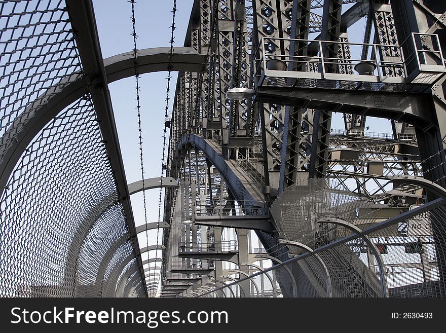 Sydney Harbor Bridge, Security Fence With Barbwire, Australia