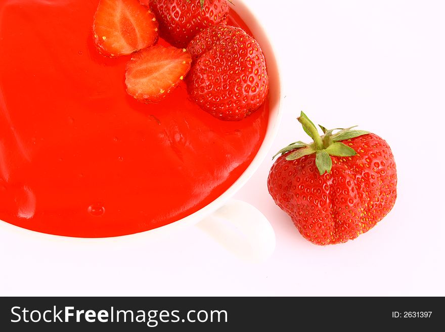 Strawberry Jam on a white background-red strawberry. Strawberry Jam on a white background-red strawberry