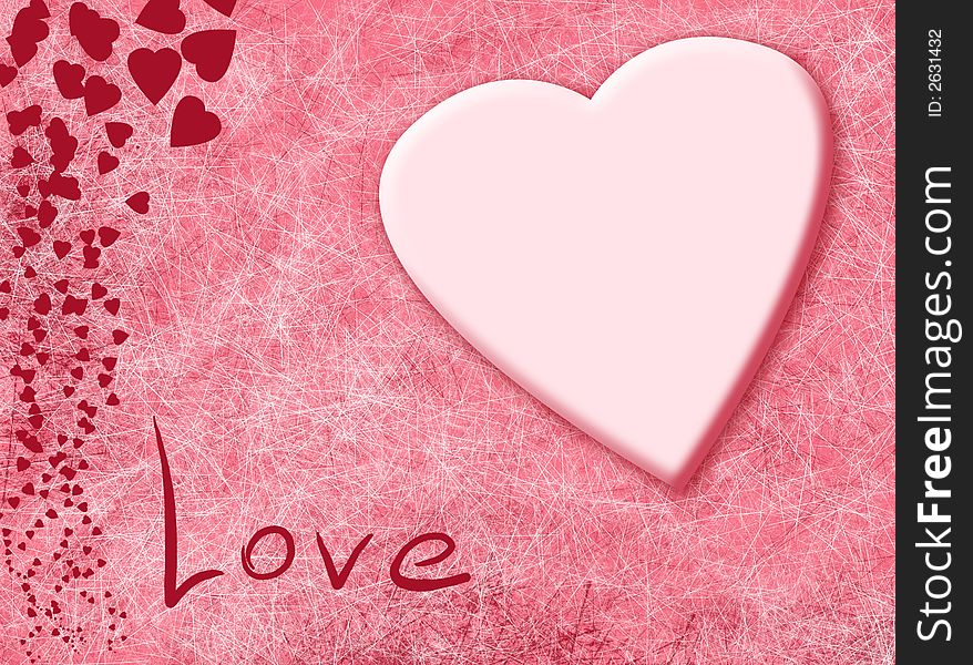 Card. Heart on a pink background. Card. Heart on a pink background