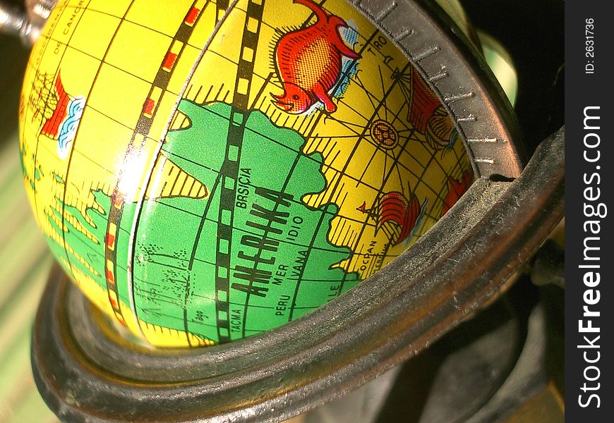 A little ancient and coloured globe