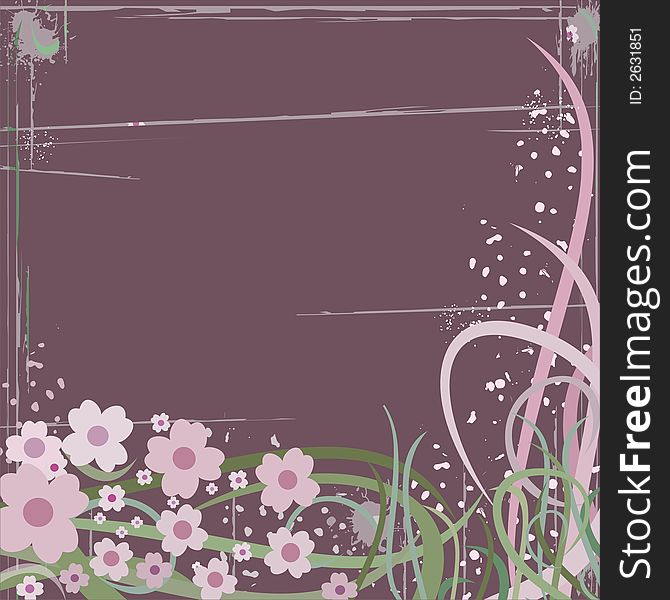 Colorful flowers and plants are on the grunge background. Colorful flowers and plants are on the grunge background