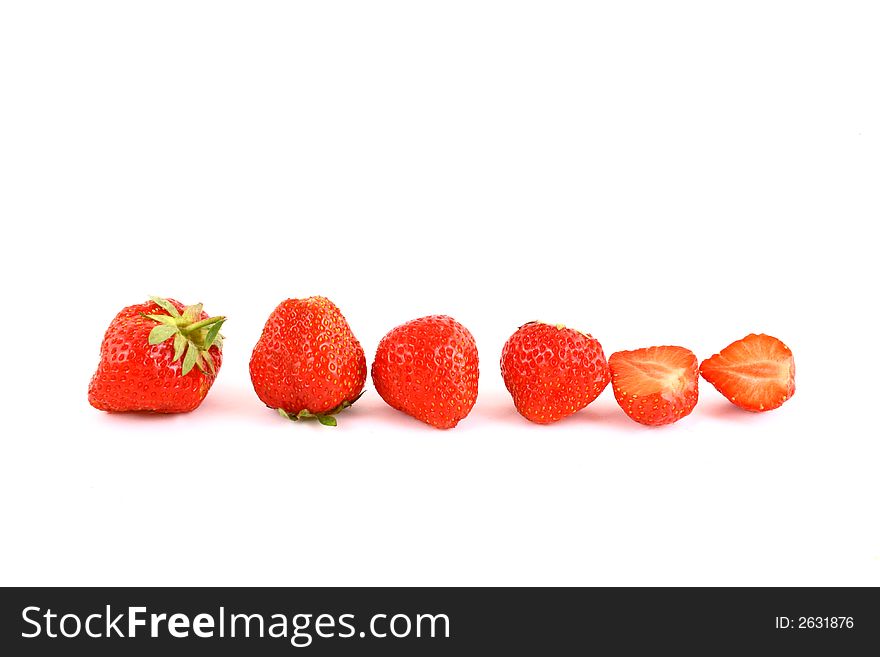 Bunch of red strawberries isolated over white. Bunch of red strawberries isolated over white