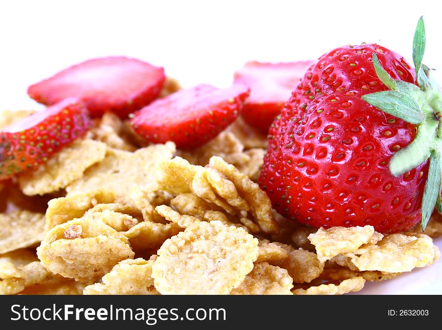 A start to any day. Fresh strawberry and cereal. A start to any day. Fresh strawberry and cereal
