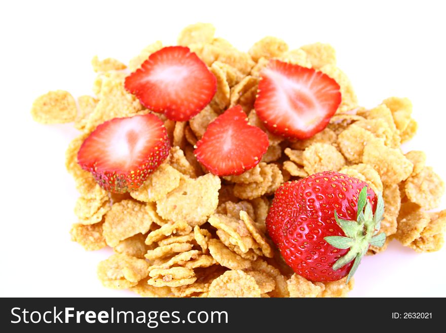 A start to any day. Fresh strawberry and cereal. A start to any day. Fresh strawberry and cereal