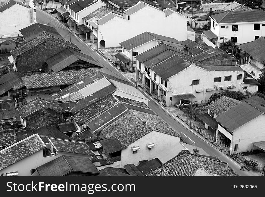 Pre war houses in Malacca City. Pre war houses in Malacca City