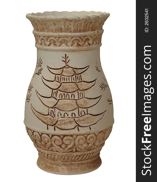 Isolated vase  in China style. Isolated vase  in China style