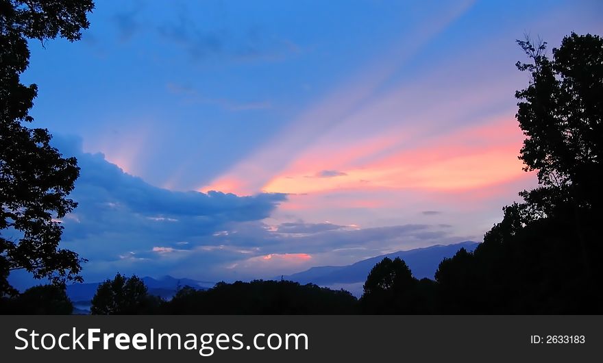 Sun rising over the Great Smoky Mountains. Sun rising over the Great Smoky Mountains