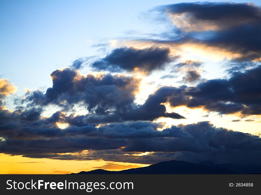 Sunset with clouds in vancouver bc after 8pm