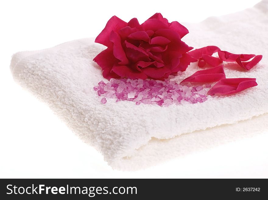 Rose bath items isolated on the white background