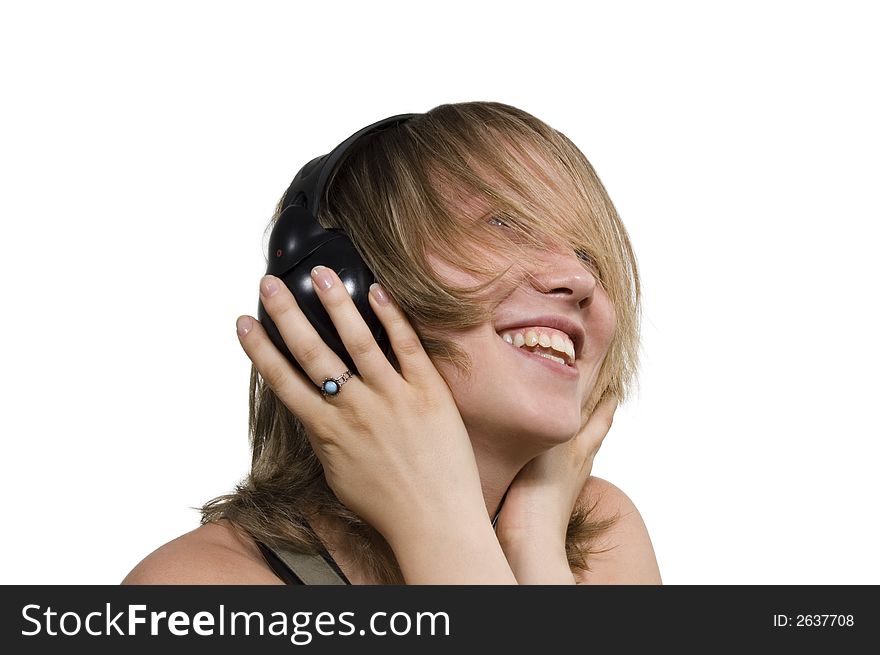 Happy girl listen the music