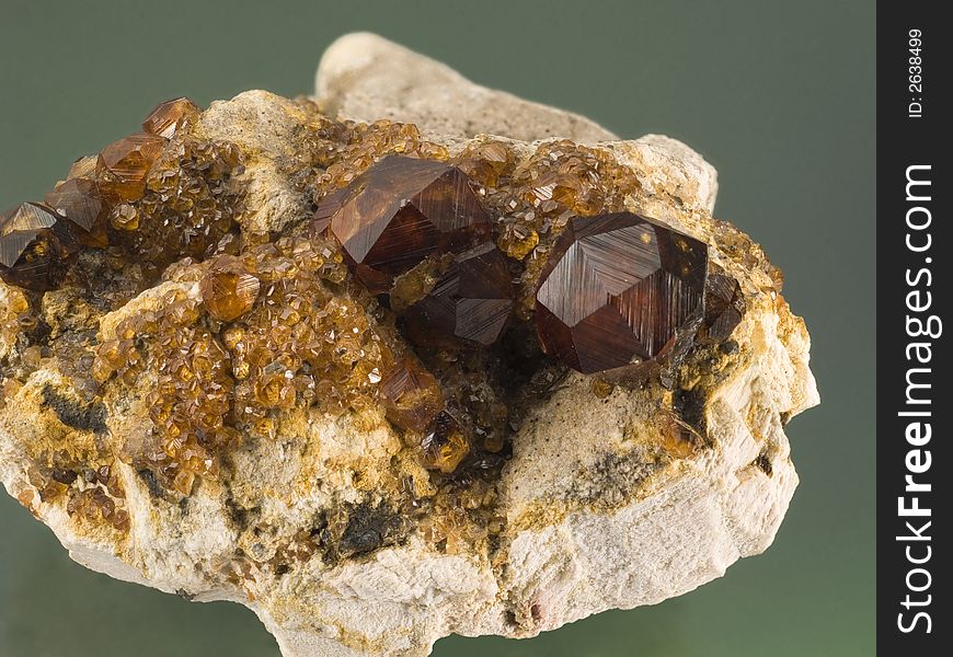 Close up of a spessartine mineral. Close up of a spessartine mineral