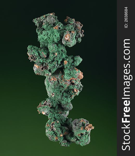 Close up of a malachite mineral. Close up of a malachite mineral.