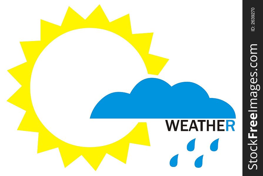 Text weather with Clouds, sun, and rain.