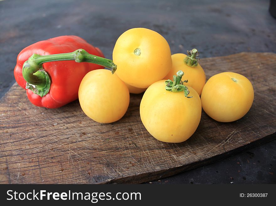 Beautiful Yellow Tomatoes And Bell Pepper