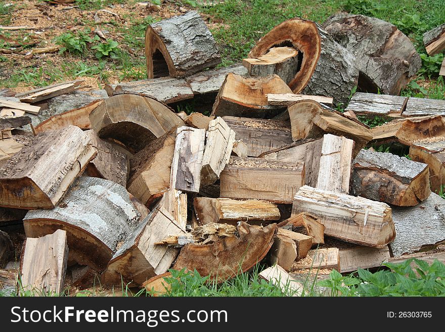 Pile of scrap wood to be used for heating during winter.