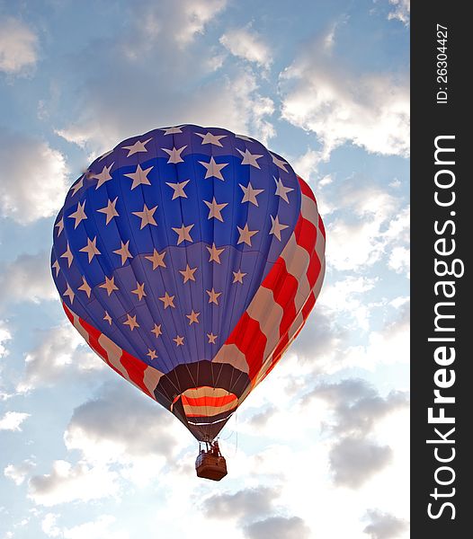 American flag hot air balloon facing a storm. American flag hot air balloon facing a storm