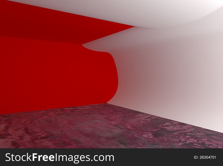 Abstract Red Curve Wall
