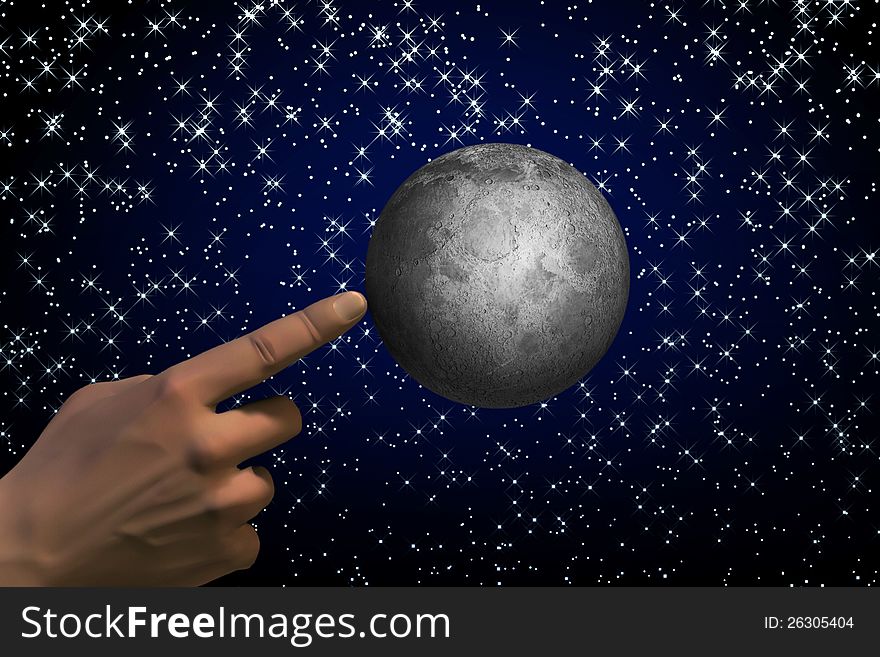 Abstract moon and hand