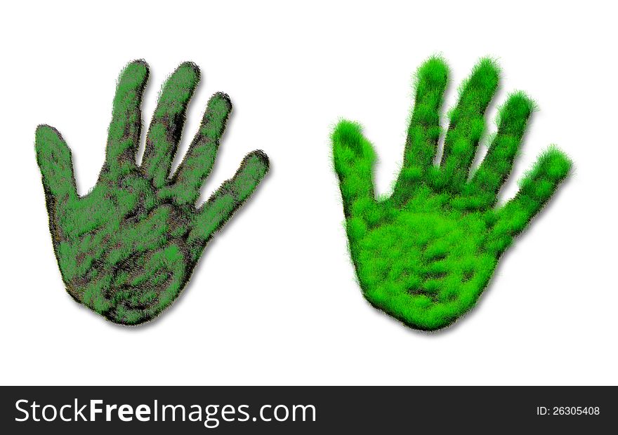 Abstract illustration of green grass growing hand print. Abstract illustration of green grass growing hand print.