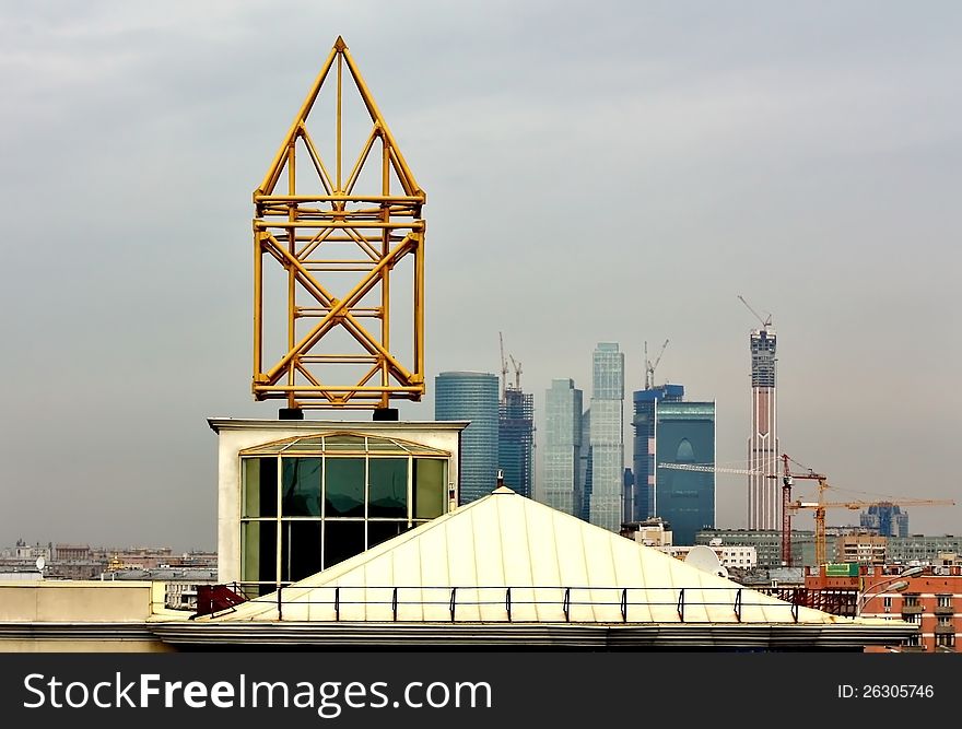 Metallic decorative functional design of high-tech building in Moscow. Metallic decorative functional design of high-tech building in Moscow