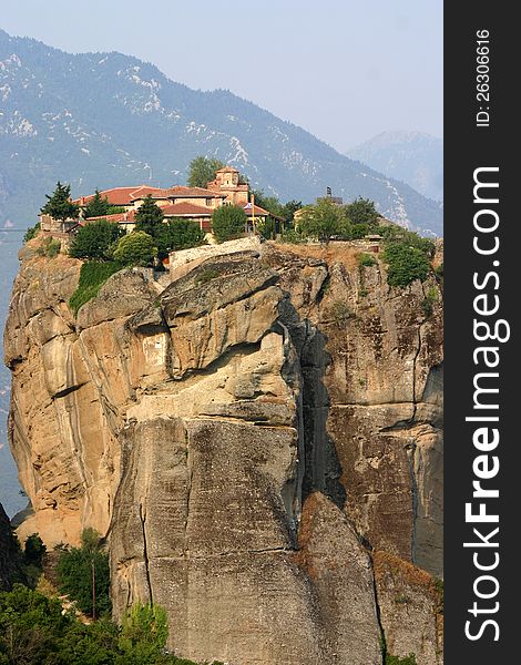 A scenic view from the orthodox monasteries ensemble at Meteora, Greece
