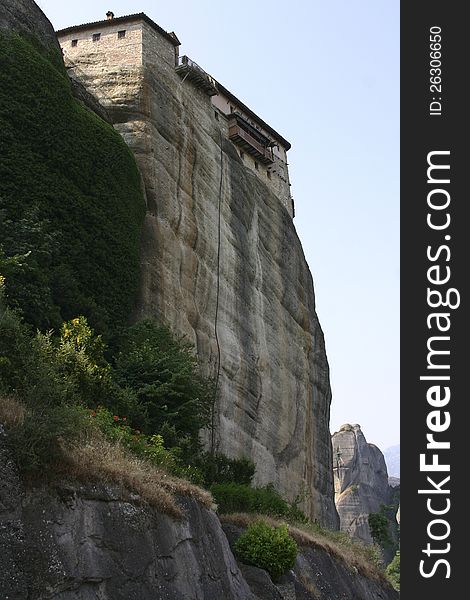 A scenic view from the orthodox monasteries ensemble at Meteora, Greece