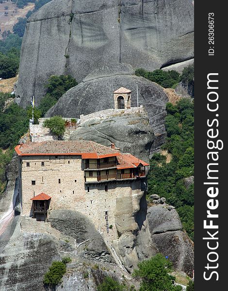 A scenic view from the orthodox monasteries ensemble at Meteora, Greece