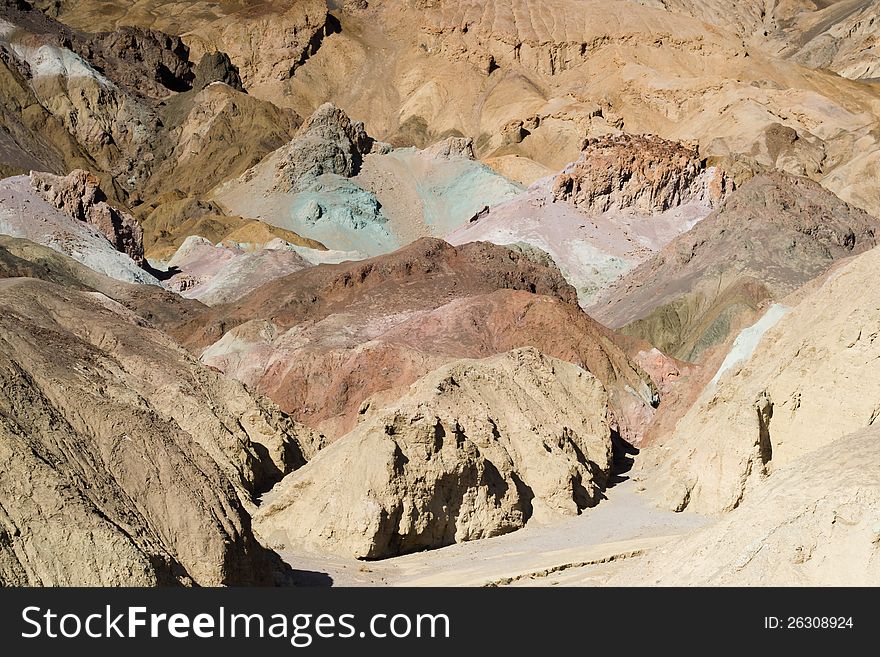 Death valley national park,california,USA-august 3,2012: view of the desert by the artist drive