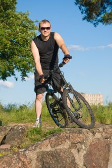 Young Man On A Mountain Bike Royalty Free Stock Photo Young Man On A Mountain Bike Royalty Free Stock Photo