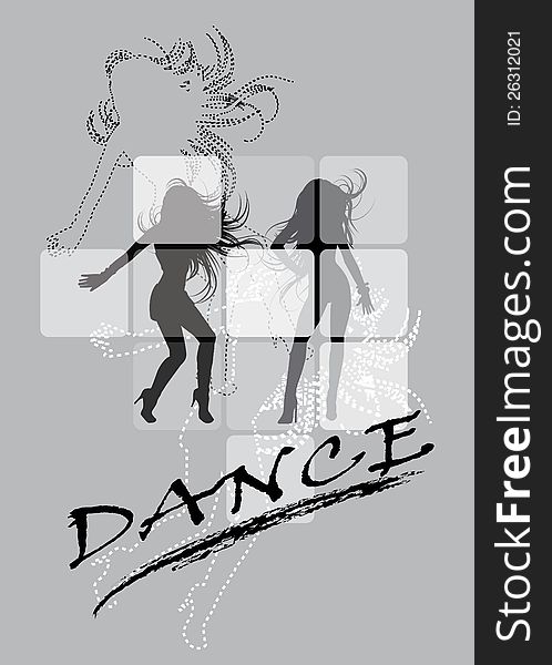 Dancing woman abstract illustration in gray. Dancing woman abstract illustration in gray