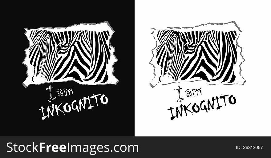 Striped horse illustration, I´m inkognito. Striped horse illustration, I´m inkognito