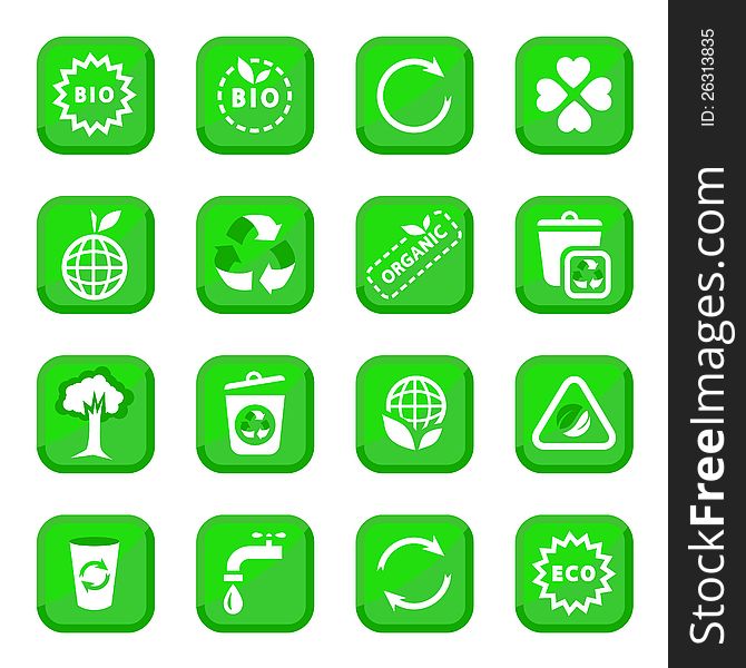 Environmental Icon Set for web and mobile. All elements are grouped.