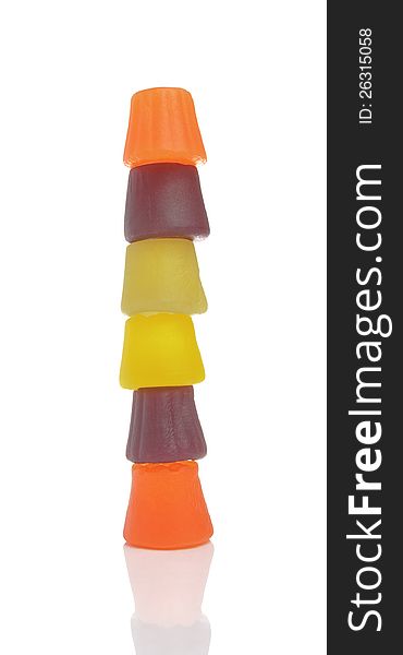 Colorful wine gums isolated on white background. Colorful wine gums isolated on white background
