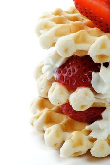 Waffles With Strawberries Royalty Free Stock Images