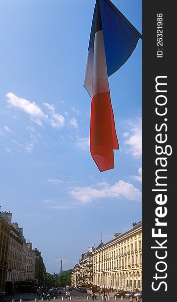 French Flag Over A Paris.